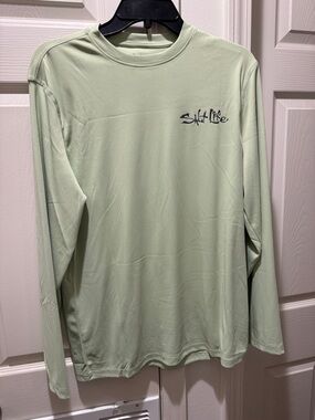 Salt Life Long Sleeve Performance Tee in Pale Green with Logo